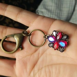 Pink/Purple/red stoned keychain/bag charm